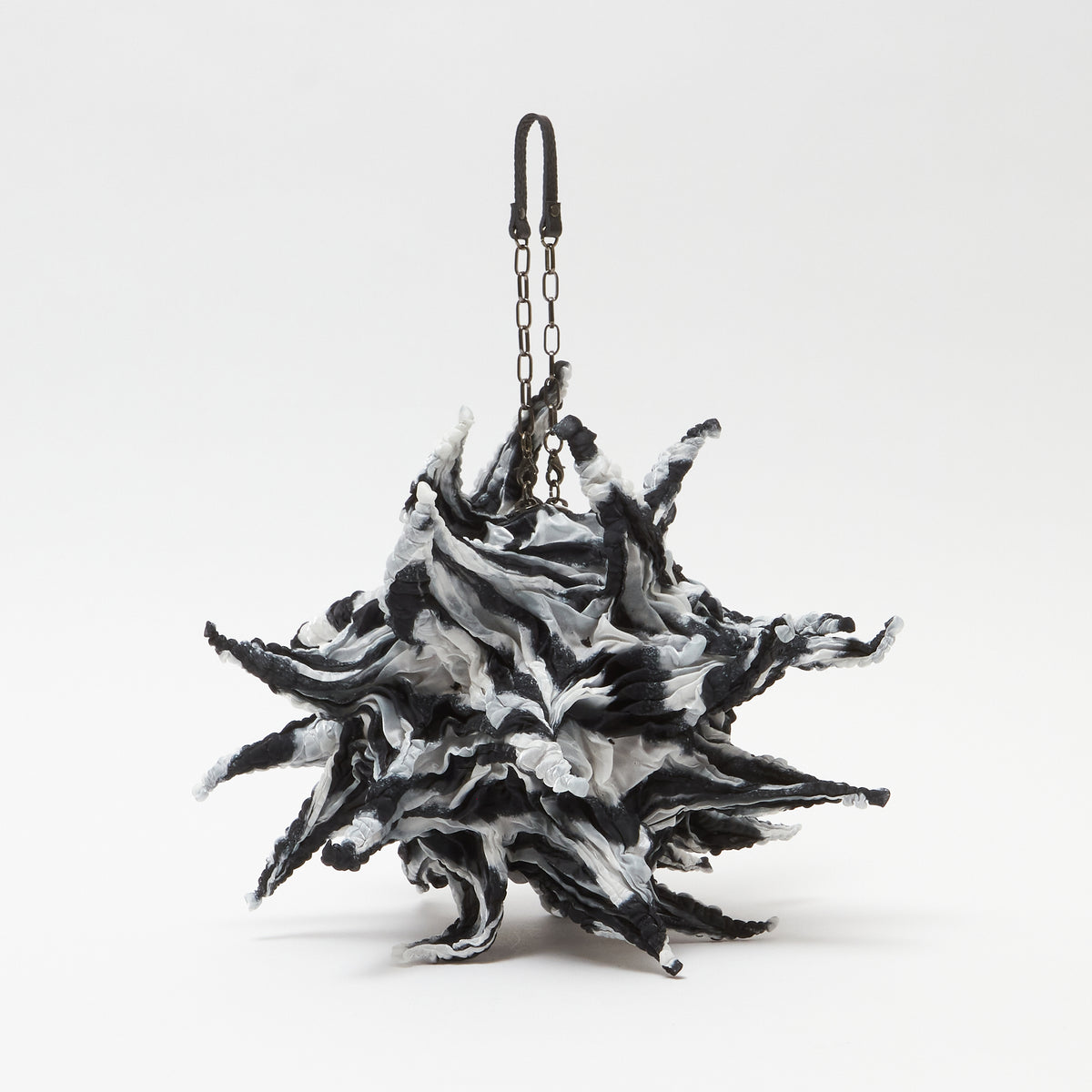 Big Spiky Shibori Charm Shoulder Bag - Zebra Stripe