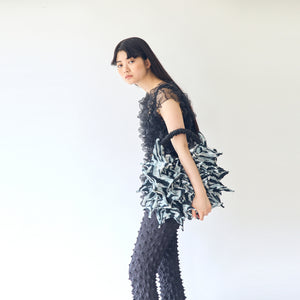 OBai Shibori Crescent Bag Zebra Stripes