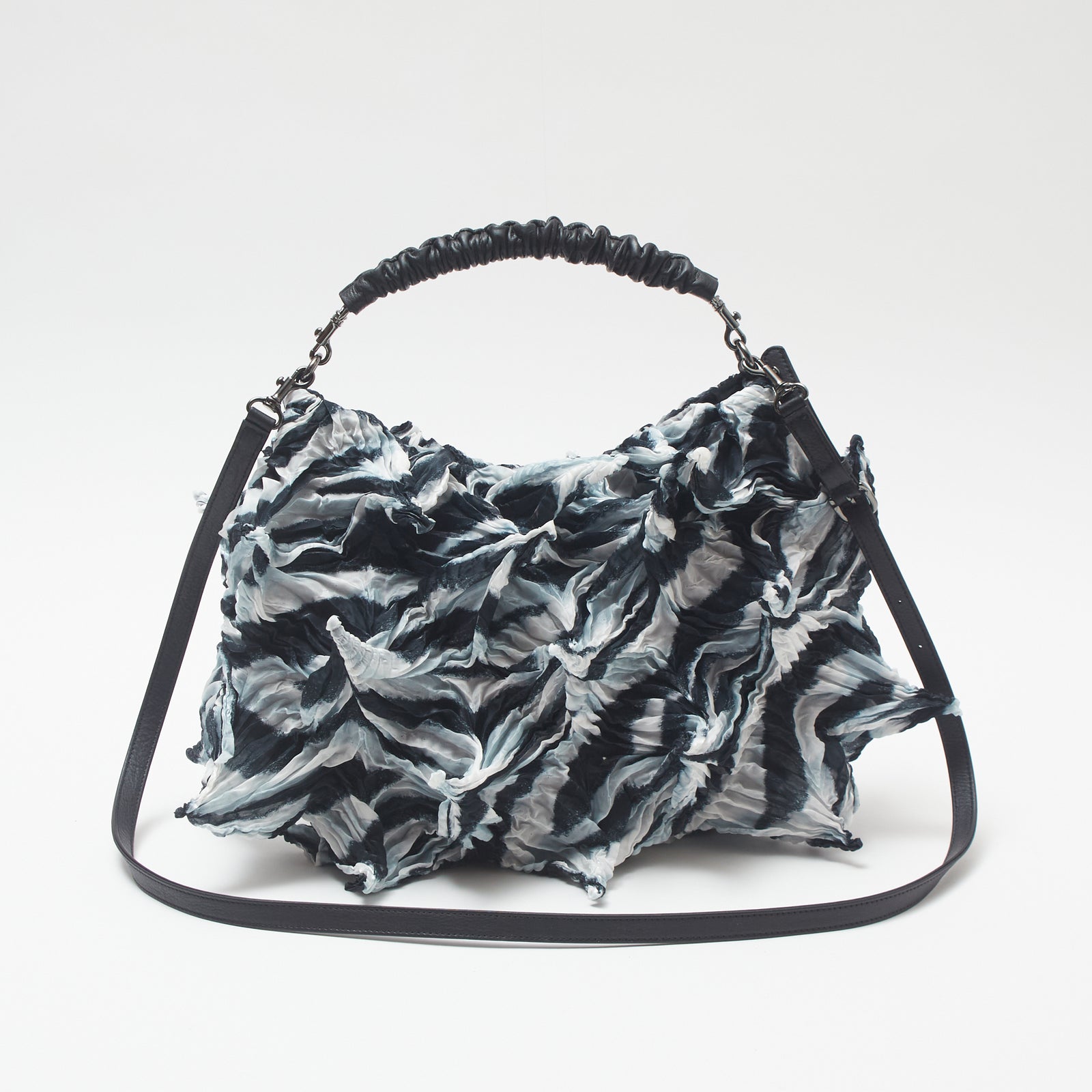 OBai Shibori 2-Way Crescent Bag - Zebra Stripe
