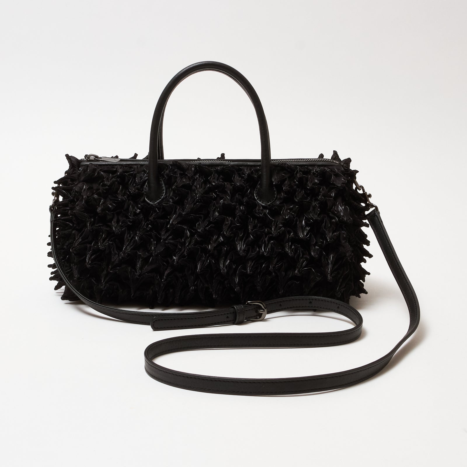 Spiky Shibori Boston Bag Mini  - Shiny Satin