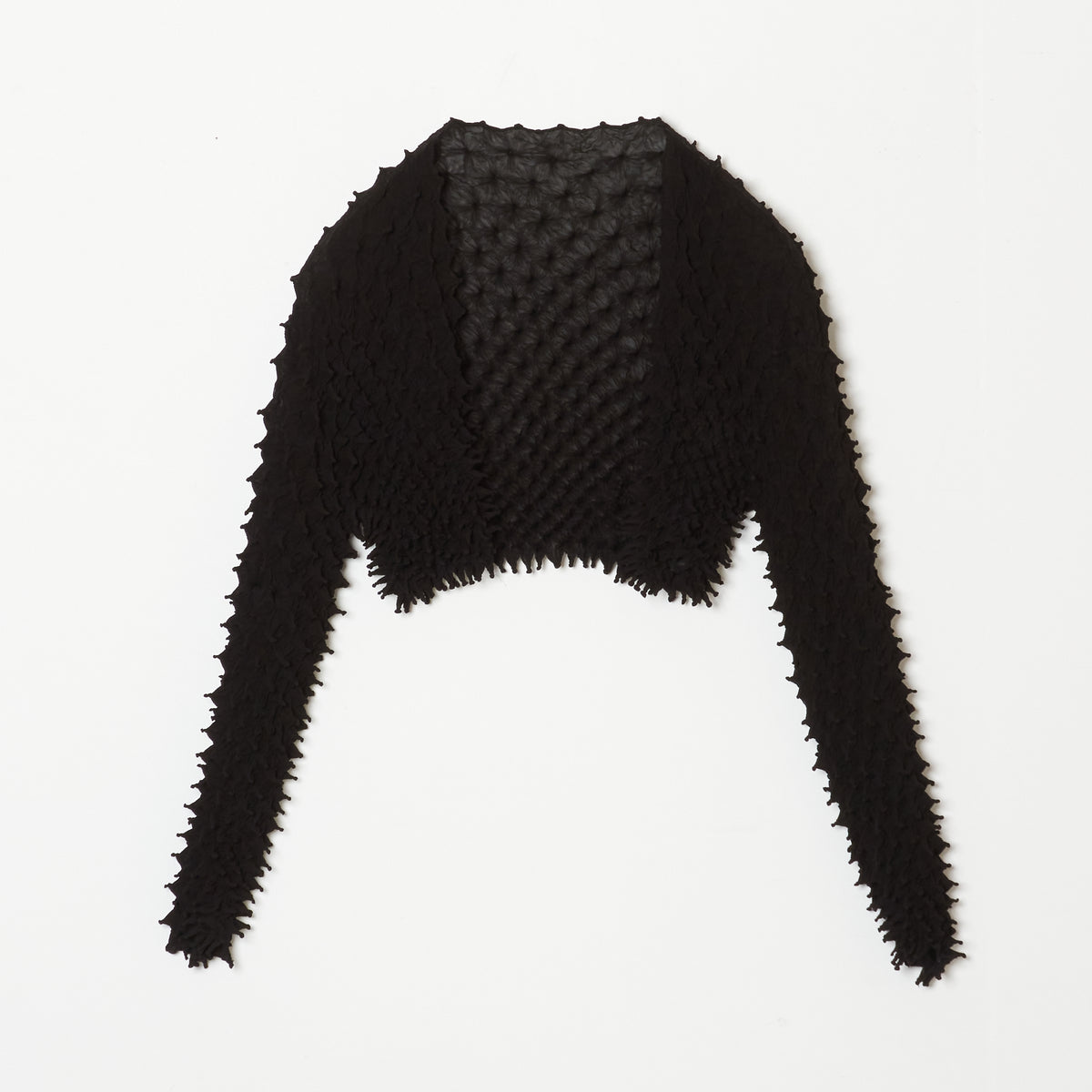  Spiky Shibori Cropped Cardigan - Chiffon/Solid Color