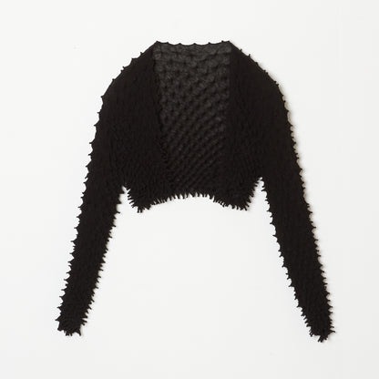  Spiky Shibori Cropped Cardigan - Chiffon/Solid Color