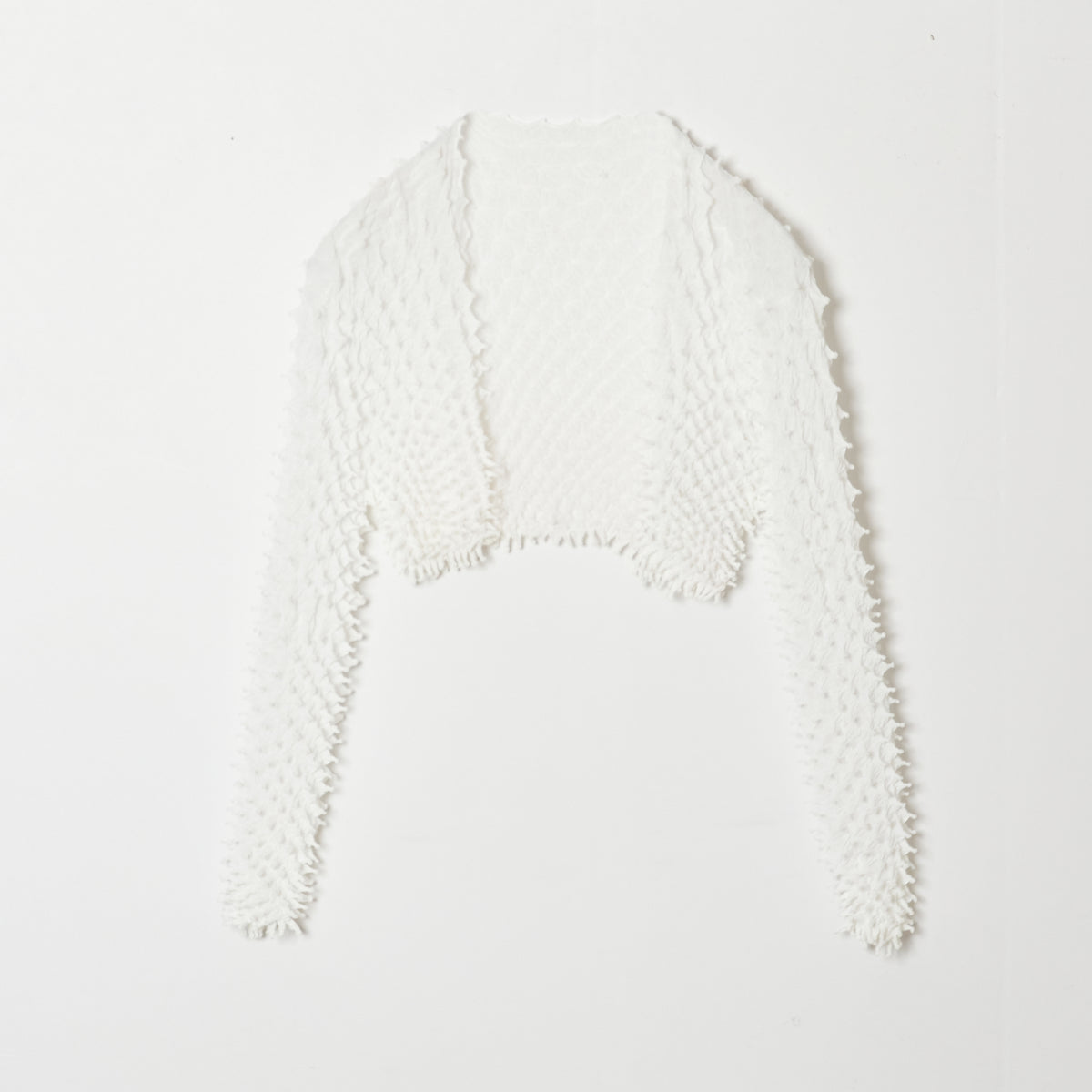  Spiky Shibori Cropped Cardigan - Chiffon/Solid Color