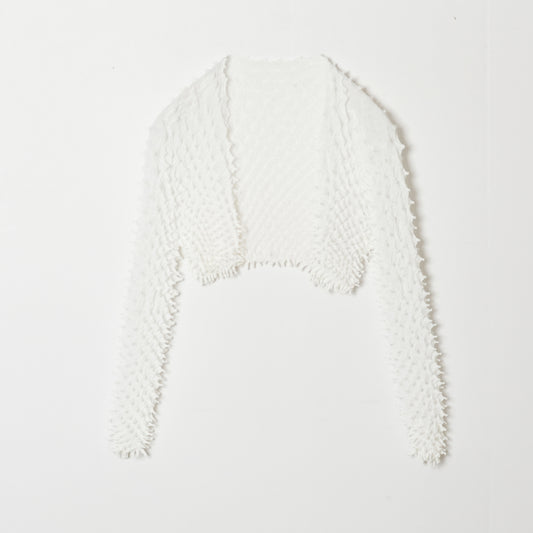  Spiky Shibori Cropped Cardigan - Chiffon/Solid Color
