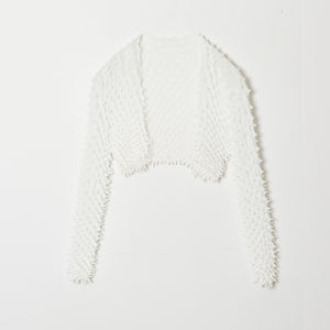  Spiky Shibori Cropped Cardigan - Chiffon/Solid Color