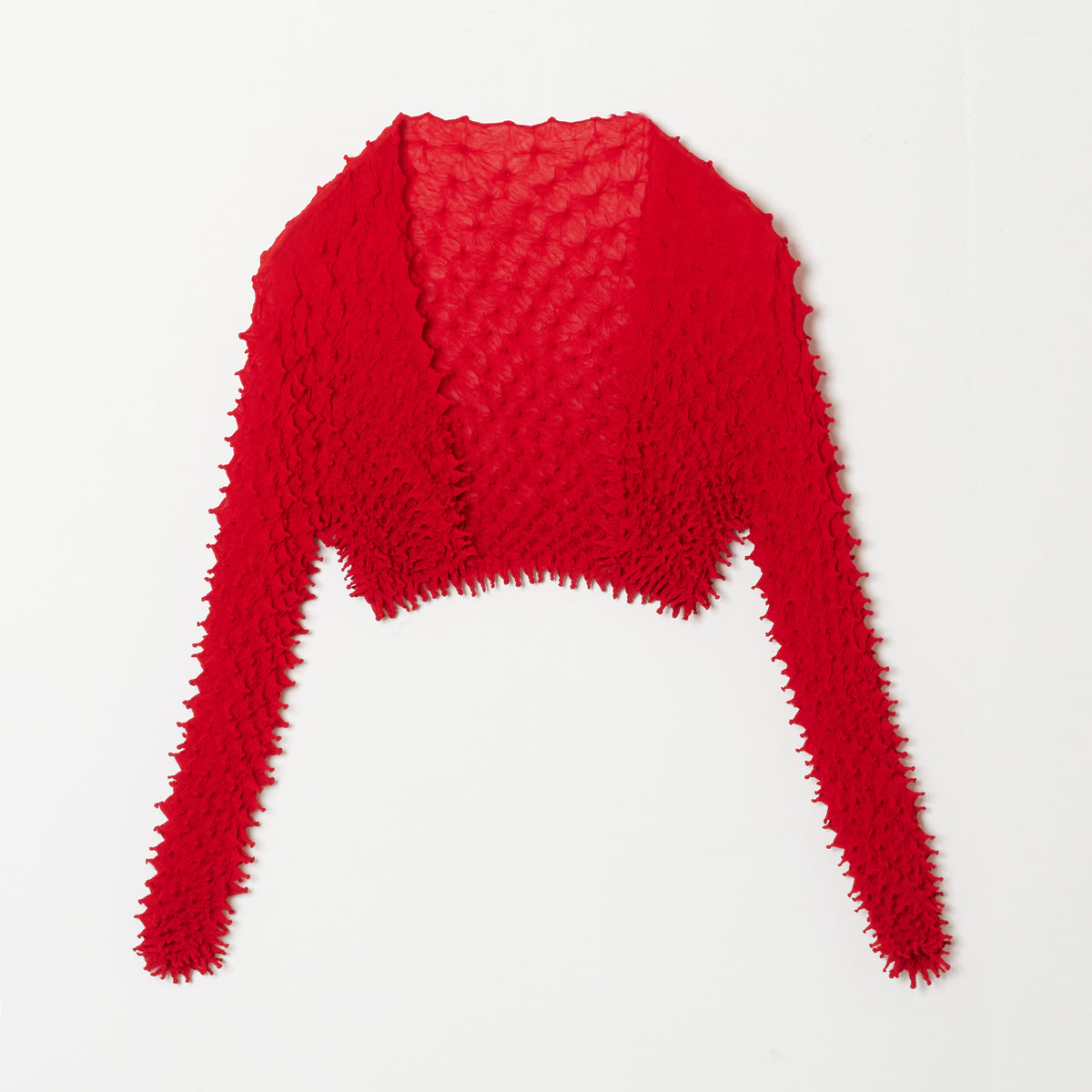  Spiky Shibori Cropped Cardigan - Chiffon/Solid Color
