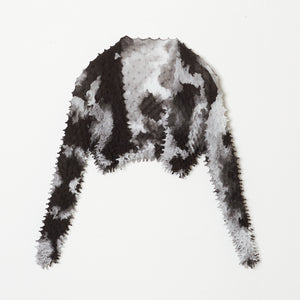  Spiky Shibori Cropped Cardigan - Chiffon/"Nijimi" Pattern