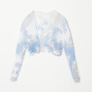  Spiky Shibori Cropped Cardigan - Chiffon/"Nijimi" Pattern