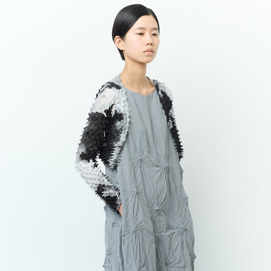  Spiky Shibori Cropped Cardigan - Chiffon/"Nijimi" Pattern
