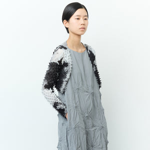  Spiky Shibori Cropped Cardigan - Chiffon/"Nijimi" Pattern