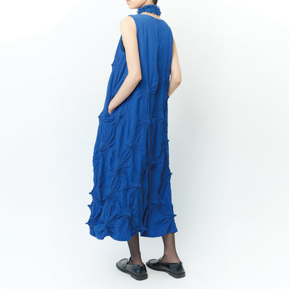 Rolled-Up Shibori Sleeveless Dress, Amundsen/Solid Color