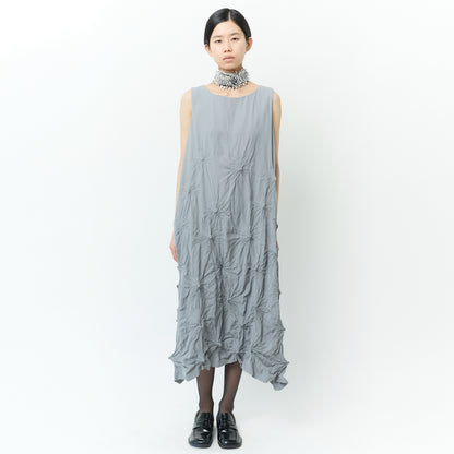 Rolled-Up Shibori Sleeveless Dress, Amundsen/Solid Color