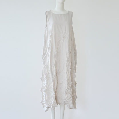 Rolled-Up Shibori Sleeveless Dress, Amundsen/Solid Color