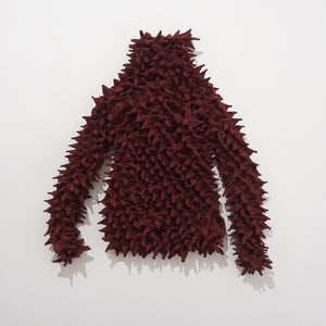 Spiky Shibori Long Sleeve Tops - Crepe de Chine/Solid Color
