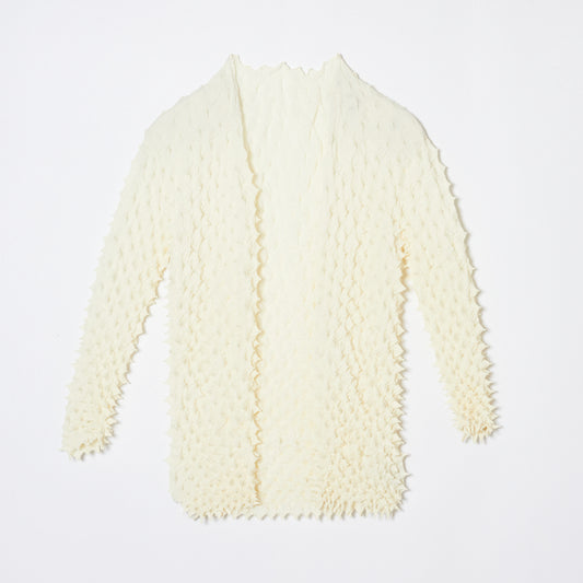 Spiky Shibori Cardigan - Crepe de Chine/Solid Color