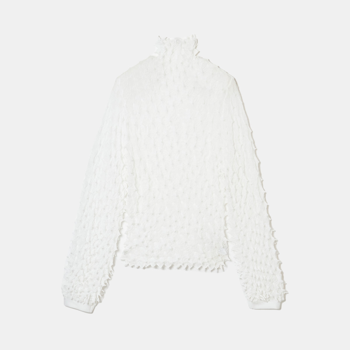 Spiky Shibori Puff Sleeve Top - Chiffon/Solid Color