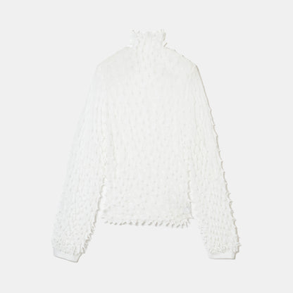 Spiky Shibori Puff Sleeve Top - Chiffon/Solid Color