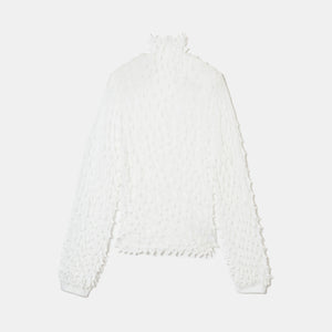 Spiky Shibori Puff Sleeve Top - Chiffon/Solid Color