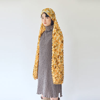 Spiky Shibori Super Crop Top with Bell Sleeves - Unevenly Dyed Chiffon