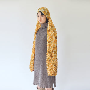 Spiky Shibori Super Crop Top with Bell Sleeves - Unevenly Dyed Chiffon