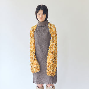 Spiky Shibori Super Crop Top with Bell Sleeves - Unevenly Dyed Chiffon