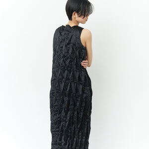 Sleeveless Dress with Accordion Pleats - Solid Colors