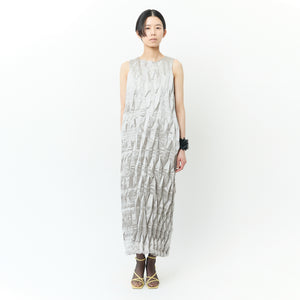 Sleeveless Dress with Accordion Pleats - Solid Colors