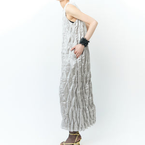 Sleeveless Dress with Accordion Pleats - Solid Colors