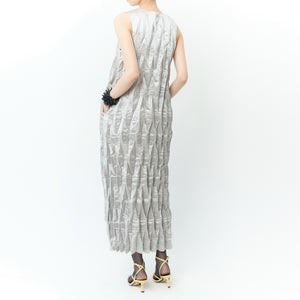 Sleeveless Dress with Accordion Pleats - Solid Colors