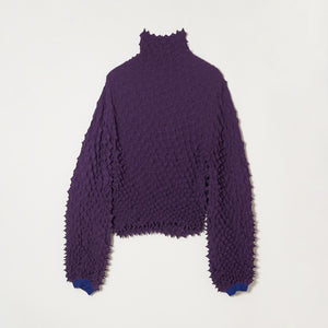 Spiky Shibori Puff Sleeve Top - Crepe de Chine/Solid Color