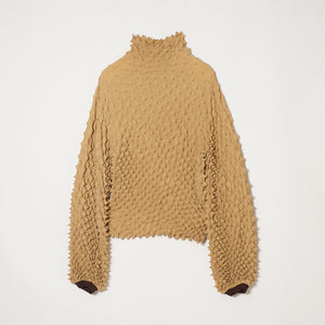 Spiky Shibori Puff Sleeve Top - Crepe de Chine/Solid Color