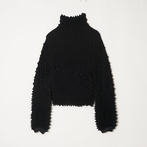 Spiky Shibori Puff Sleeve Top - Crepe de Chine/Solid Color