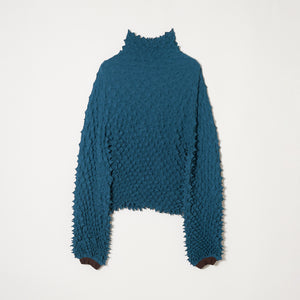 Spiky Shibori Puff Sleeve Top - Crepe de Chine/Solid Color