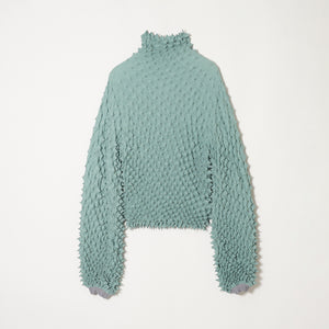 Spiky Shibori Puff Sleeve Top - Crepe de Chine/Solid Color