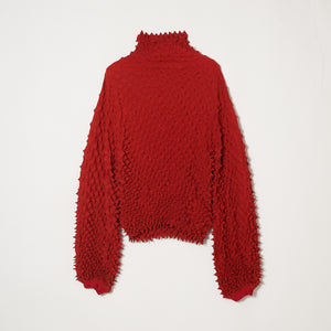 Spiky Shibori Puff Sleeve Top - Crepe de Chine/Solid Color