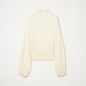 Spiky Shibori Puff Sleeve Top - Crepe de Chine/Solid Color