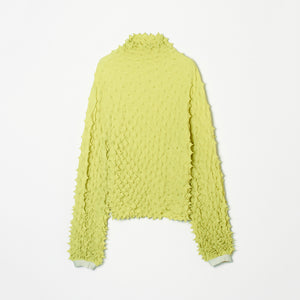 Spiky Shibori Puff Sleeve Top - Crepe de Chine/Solid Color
