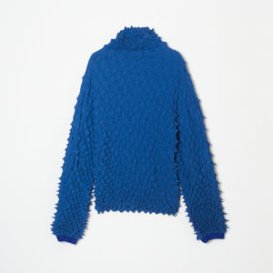 Spiky Shibori Puff Sleeve Top - Crepe de Chine/Solid Color