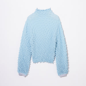 Spiky Shibori Puff Sleeve Top - Crepe de Chine/Solid Color