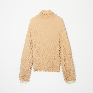 Spiky Shibori Puff Sleeve Top - Crepe de Chine/Solid Color