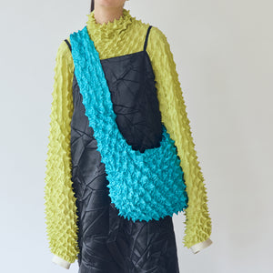 Spiky Shibori Puff Sleeve Top - Crepe de Chine/Solid Color