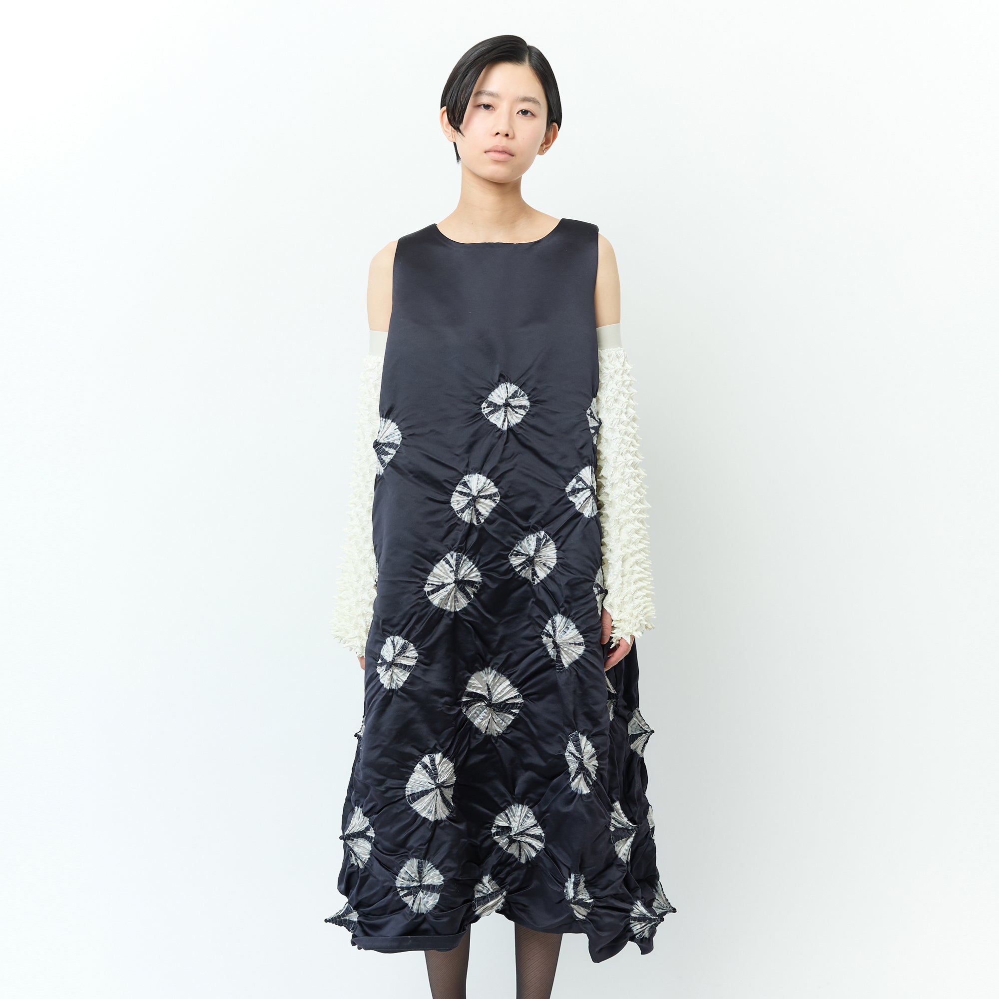 Rolled-up Shibori Sleeveless Dress - Tie Dye - BUNZABURO Rolled-up Shibori Sleeveless Dress - Tie Dye - BUNZABURO
