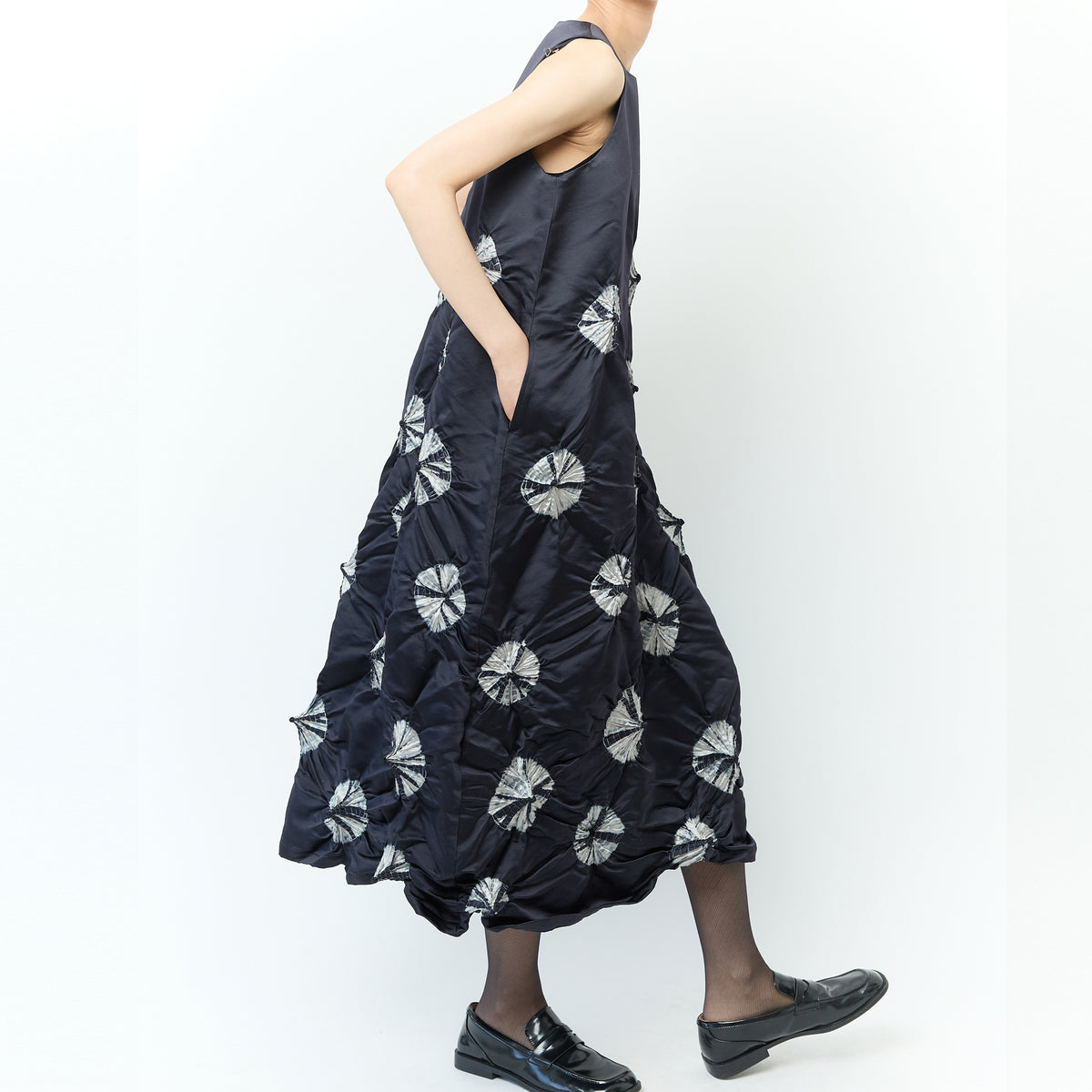 Rolled-up Shibori Sleeveless Dress - Tie Dye