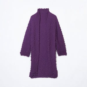 Spiky Shibori Long Cardigan Crepe de Chine/Solid Color