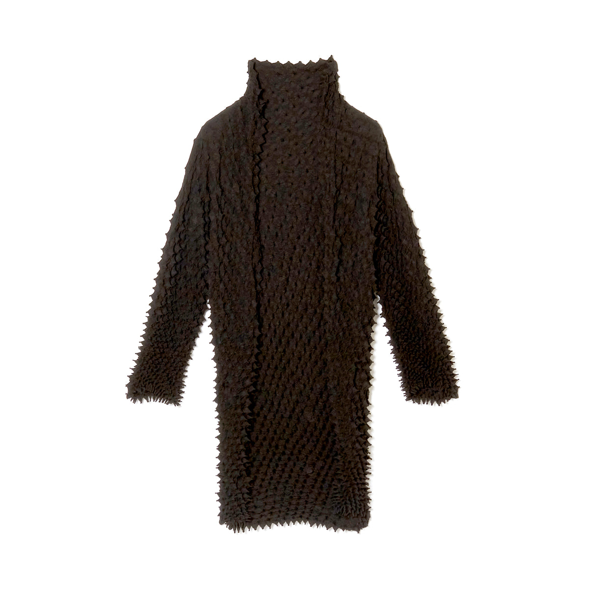 Spiky Shibori Long Cardigan Crepe de Chine/Solid Color