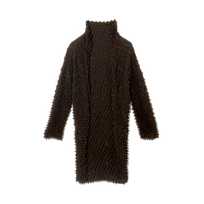 Spiky Shibori Long Cardigan Crepe de Chine/Solid Color