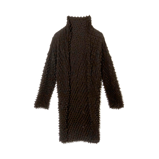 Spiky Shibori Long Cardigan Crepe de Chine/Solid Color