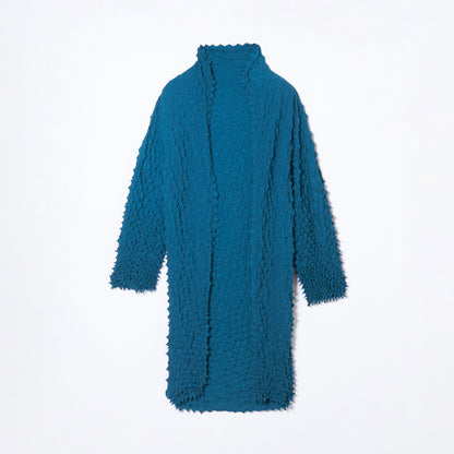 Spiky Shibori Long Cardigan Crepe de Chine/Solid Color
