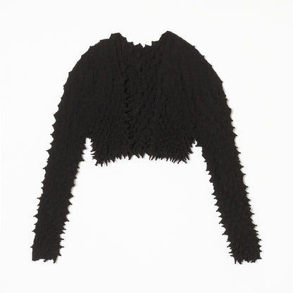  Spiky Shibori Cropped Cardigan - Crepe de Chine/Solid Color