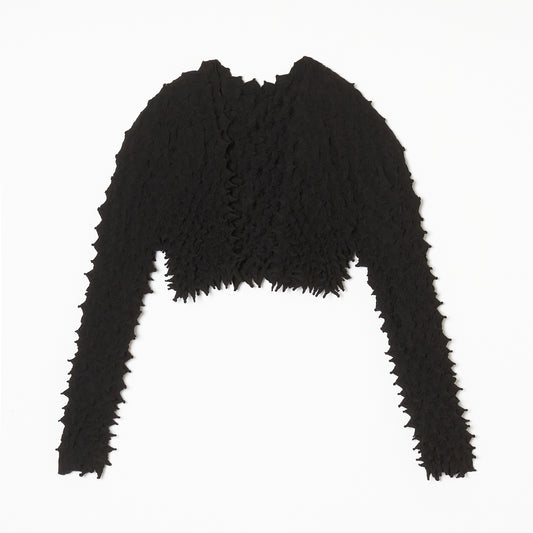  Spiky Shibori Cropped Cardigan - Crepe de Chine/Solid Color